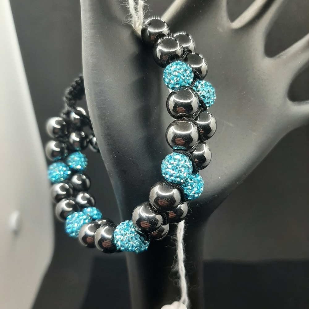 Hematite and Shamballa Sworovski Elements Bracelet Unisex